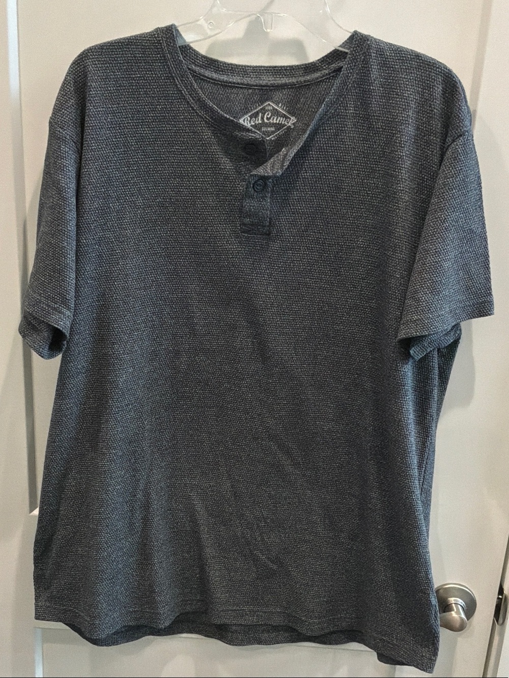 Red Camel Men's Short Sleeve Henley Shirt - Charcoal Gray XXL 2 Buttons